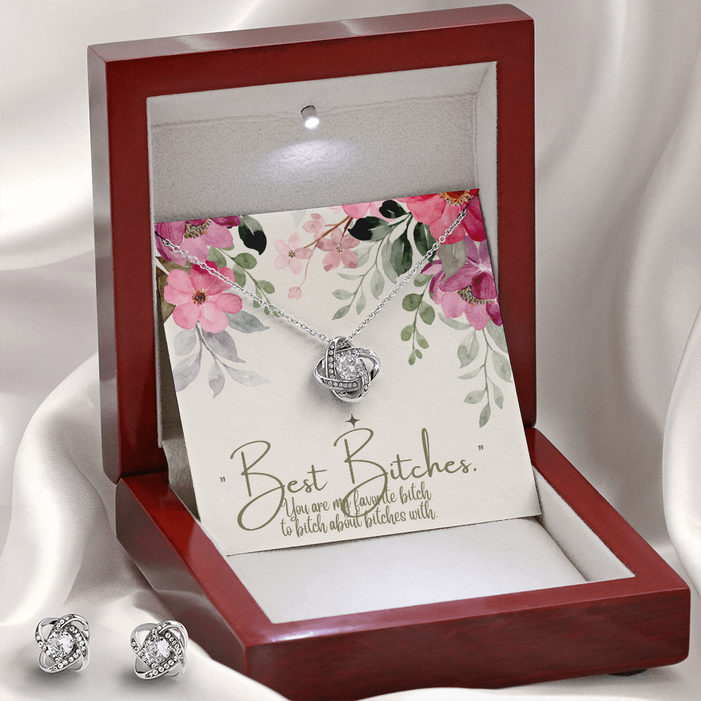 Best Gift For Friend . Love Knot Necklace & Earring Set