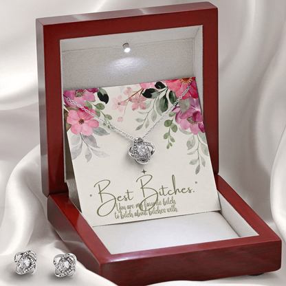Best Gift For Friend . Love Knot Necklace & Earring Set