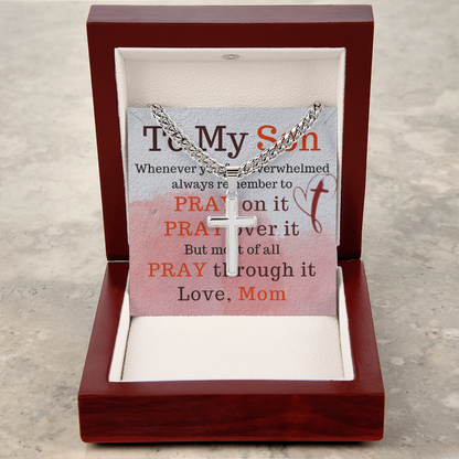 Best Gift For Son. Cuban Link Chain with Artisan Cross