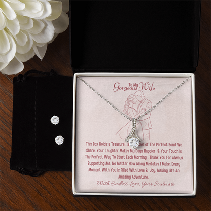 Best Gift For Wife. Alluring Beauty Necklace & Earring Set
