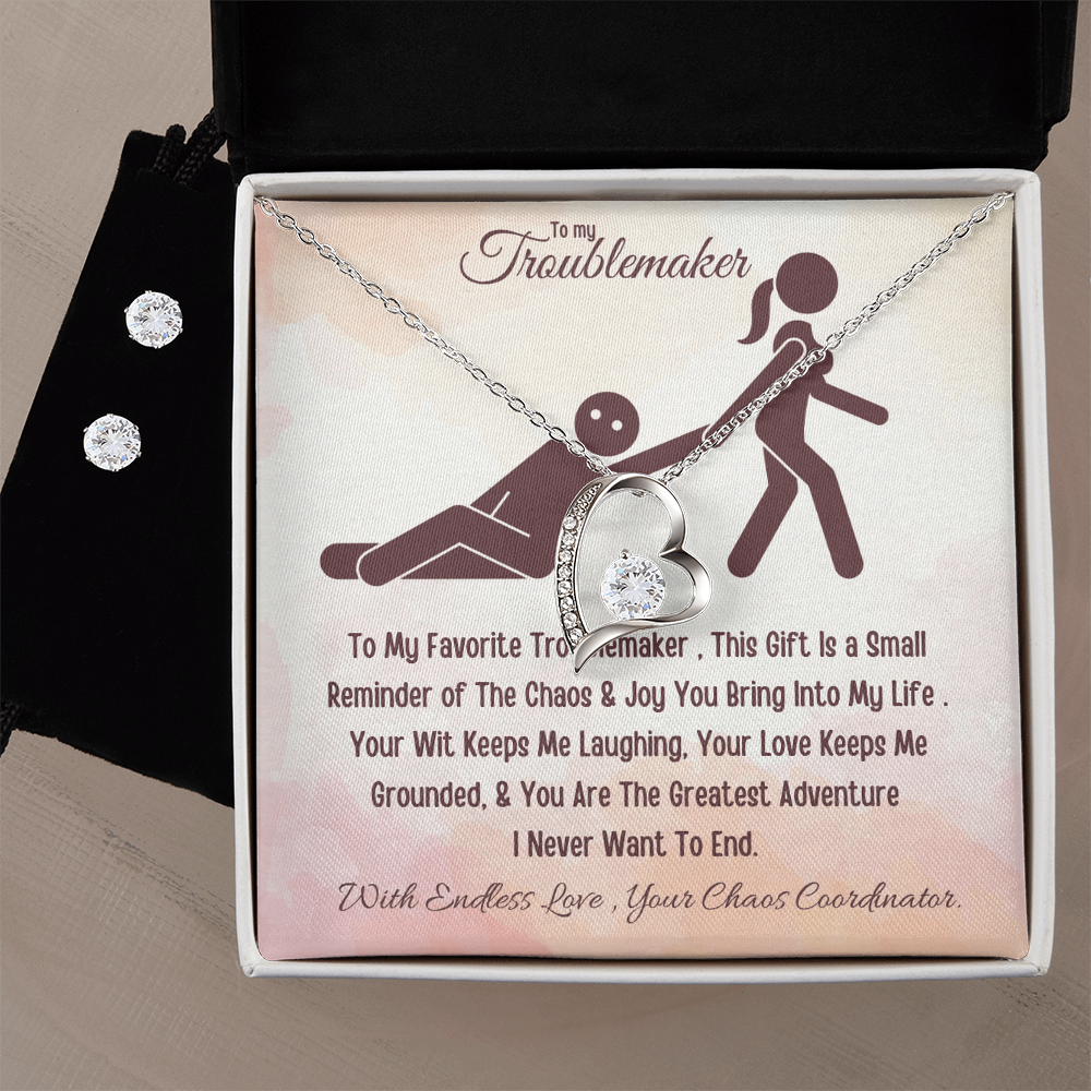 Best Gift For Wife. Forever Love Necklace & Earring Set