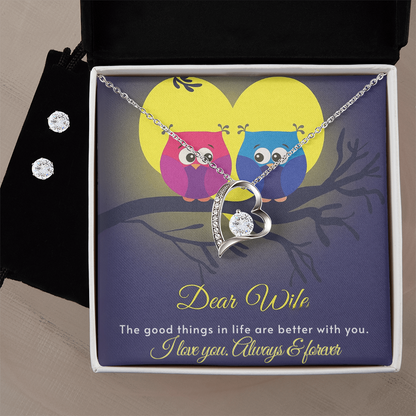 Best Gift For Wife. Forever Love Necklace & Earring Set