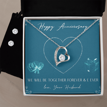 Best Gift For Wife. Forever Love Necklace & Earring Set