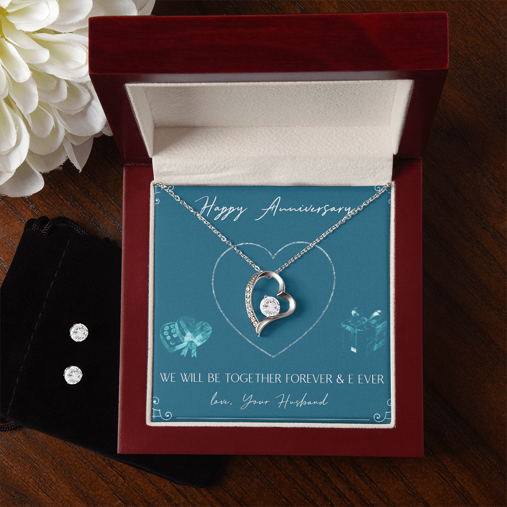 Best Gift For Wife. Forever Love Necklace & Earring Set