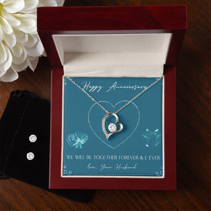 Best Gift For Wife. Forever Love Necklace & Earring Set