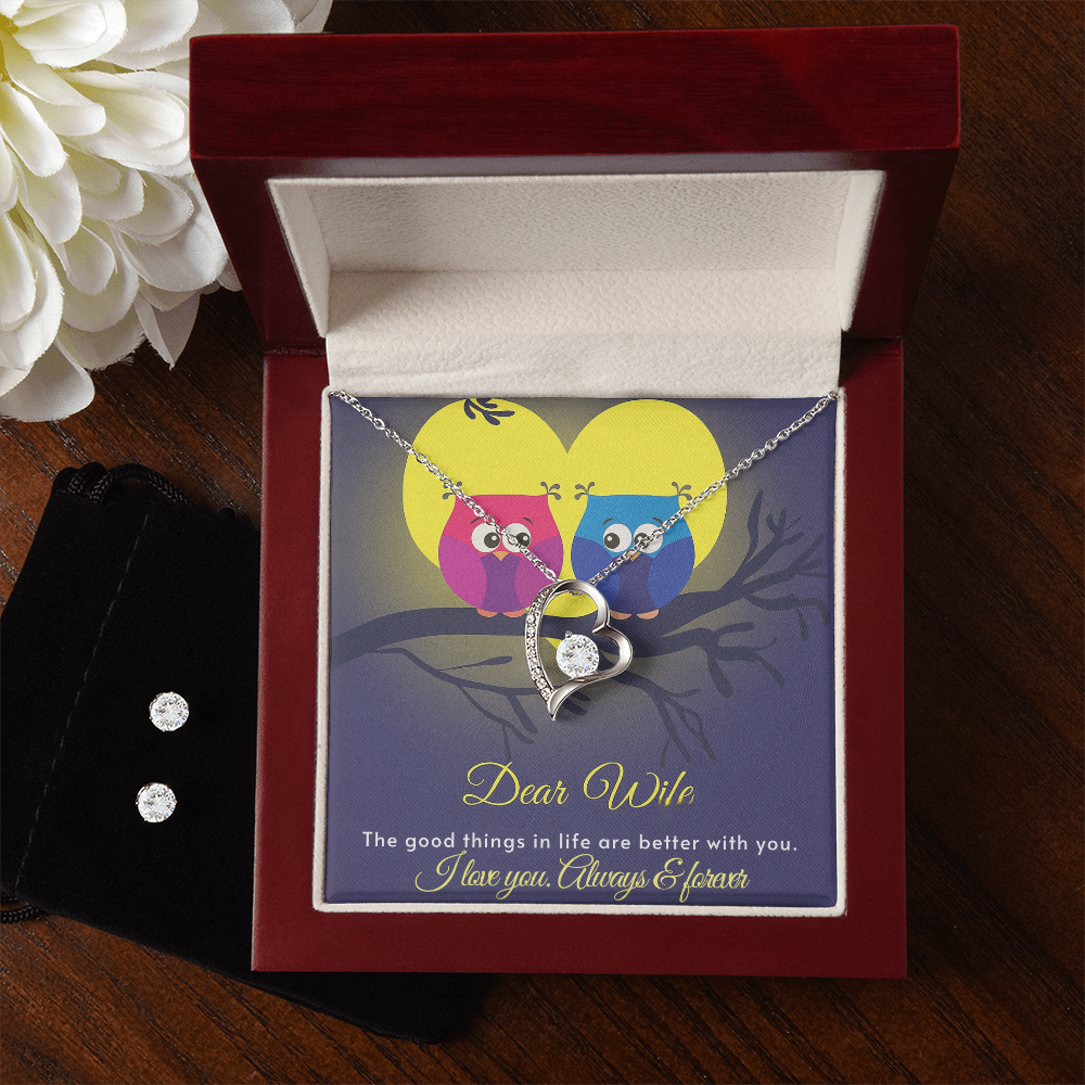 Best Gift For Wife. Forever Love Necklace & Earring Set