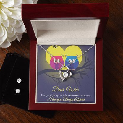 Best Gift For Wife. Forever Love Necklace & Earring Set