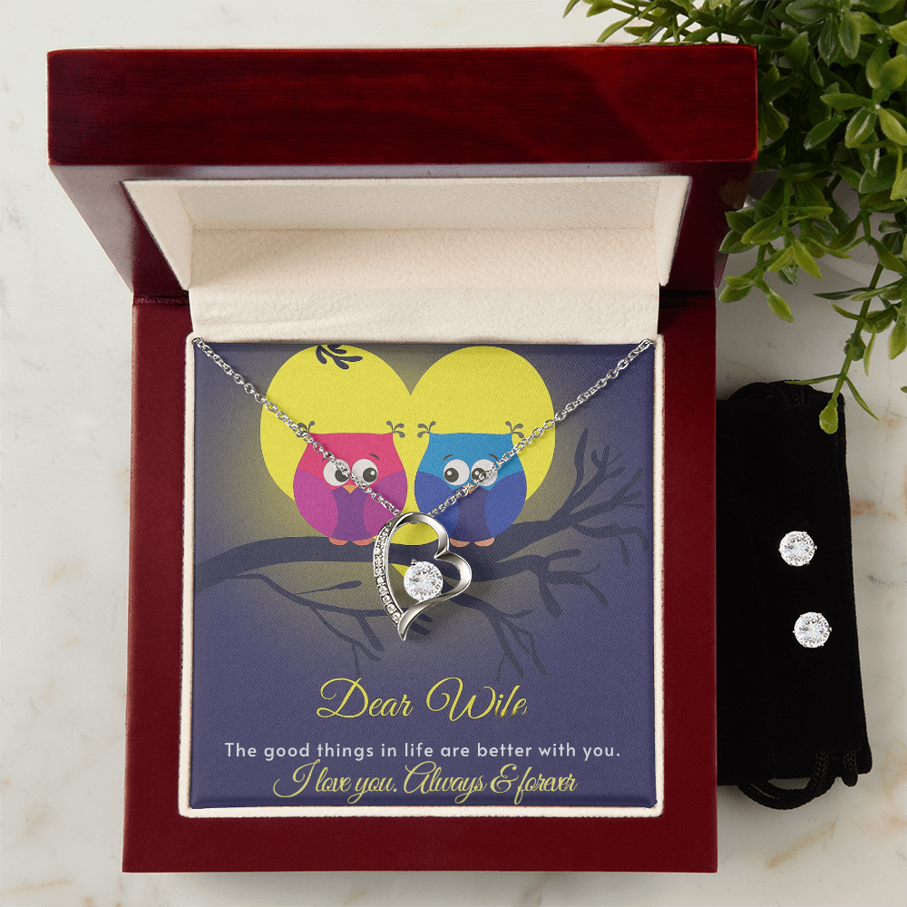 Best Gift For Wife. Forever Love Necklace & Earring Set
