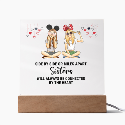 Best Gift For Sister . Acrylic Square Plaque With Led Light Base