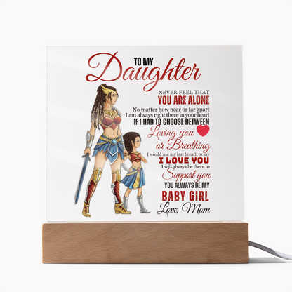 Best Gift For Daughter . Acrylic Square Plaque With Led Light Base