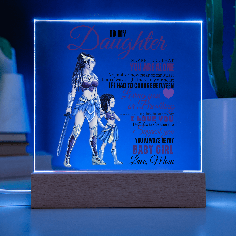 Best Gift For Daughter . Acrylic Square Plaque With Led Light Base