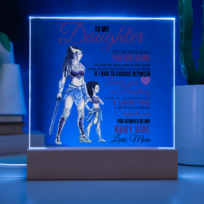 Best Gift For Daughter . Acrylic Square Plaque With Led Light Base