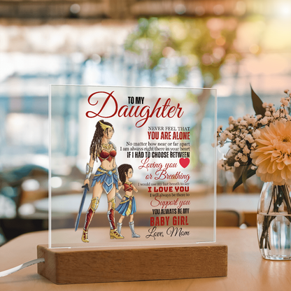 Best Gift For Daughter . Acrylic Square Plaque With Led Light Base