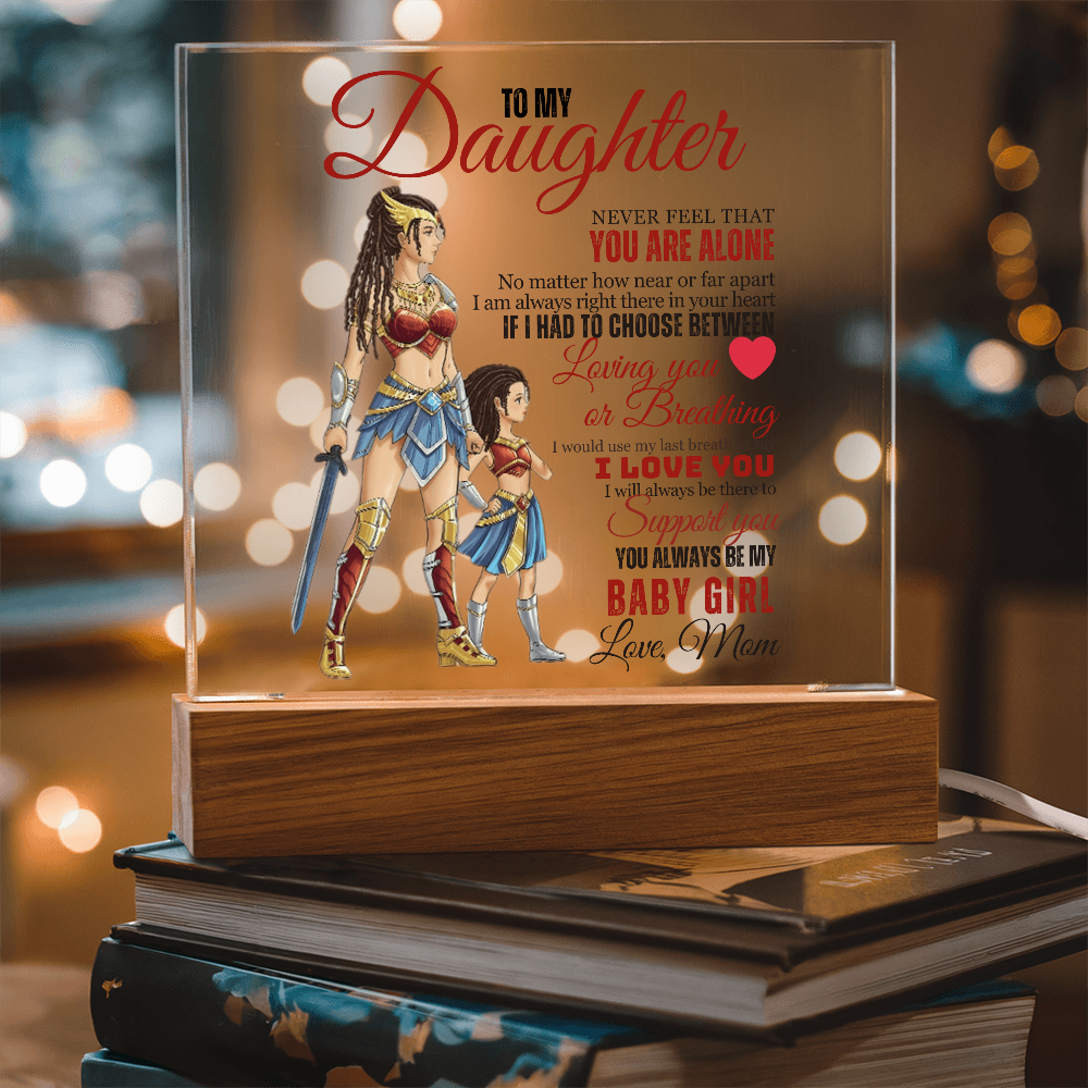 Best Gift For Daughter . Acrylic Square Plaque With Led Light Base