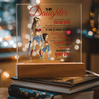 Best Gift For Daughter . Acrylic Square Plaque With Led Light Base