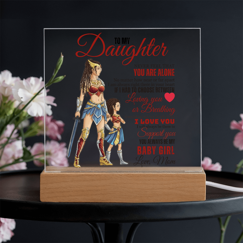 Best Gift For Daughter . Acrylic Square Plaque With Led Light Base