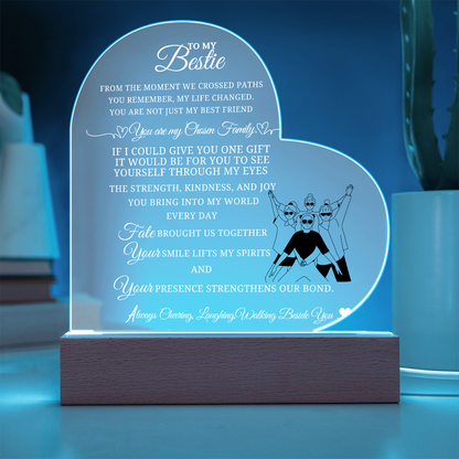 Best Gift For Bestie . Acrylic Heart Plaque With Led Light Base