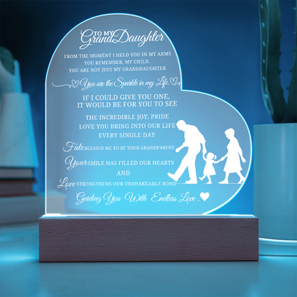 Best Gift For Granddaughter . Acrylic Heart Plaque With Led Light Base