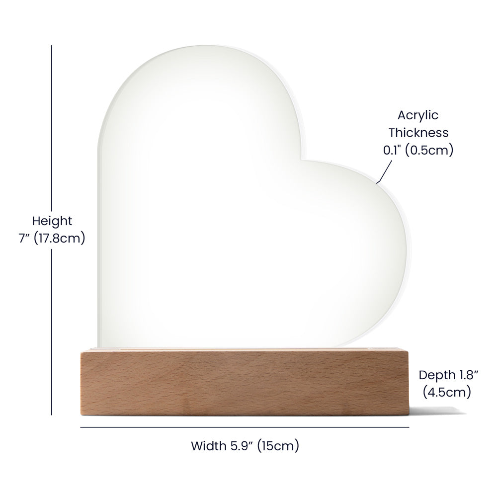 Best Gift For Granddaughter . Acrylic Heart Plaque With Led Light Base