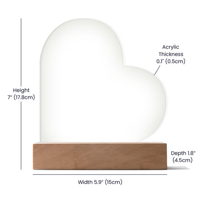 Best Gift For Granddaughter . Acrylic Heart Plaque With Led Light Base