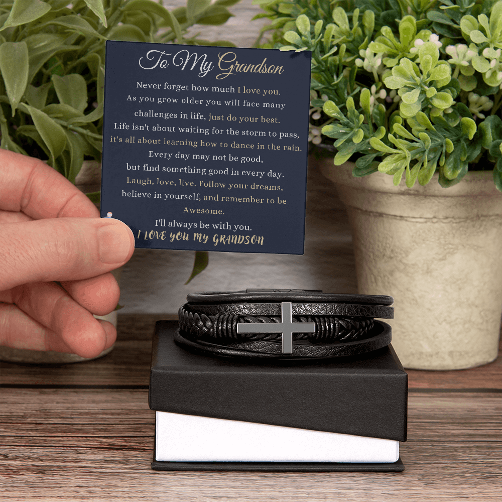 Best Gift For GrandSon. Men's Cross Bracelet