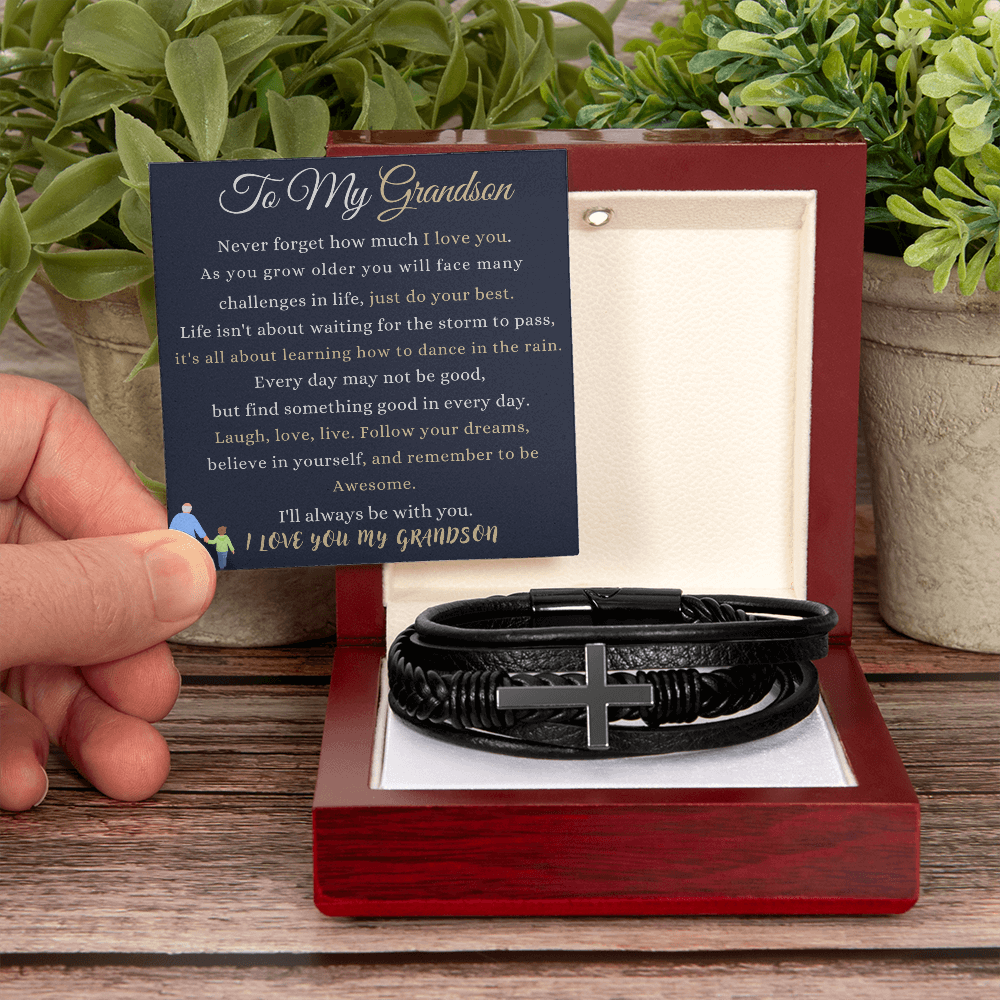 Best Gift For GrandSon. Men's Cross Bracelet