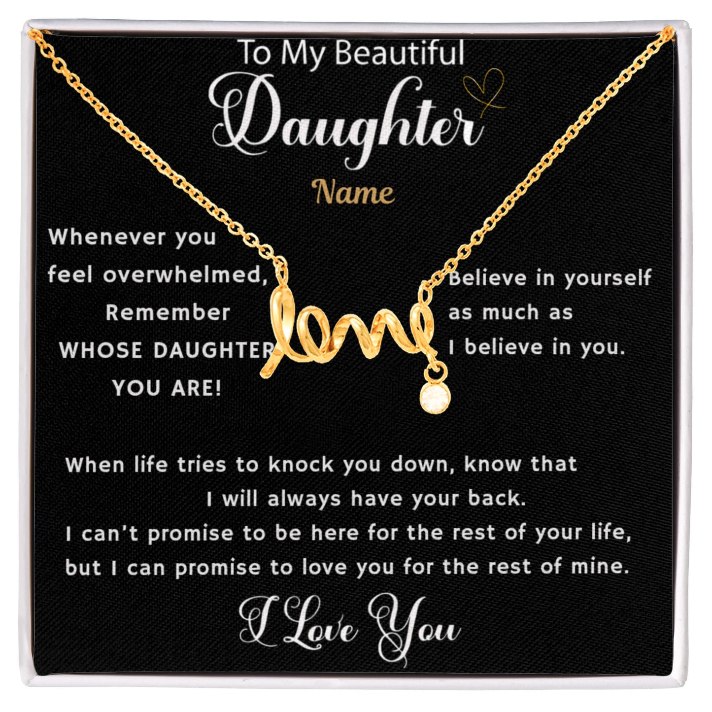 Scripted Love Necklace For Daughter with Artwork Swapper