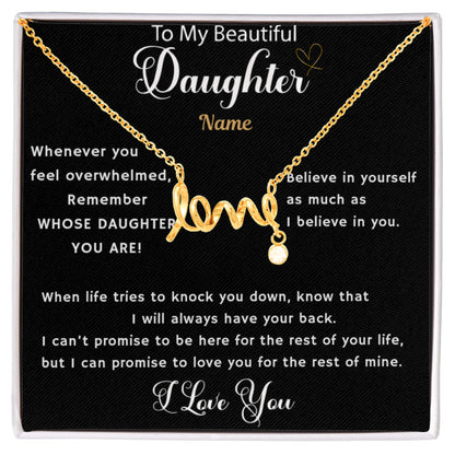 Scripted Love Necklace For Daughter with Artwork Swapper