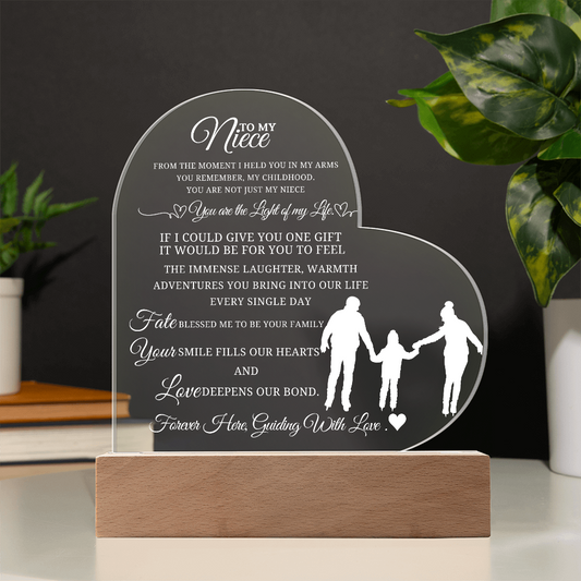 Best Gift For Niece . Acrylic Heart Plaque With Led Light Base