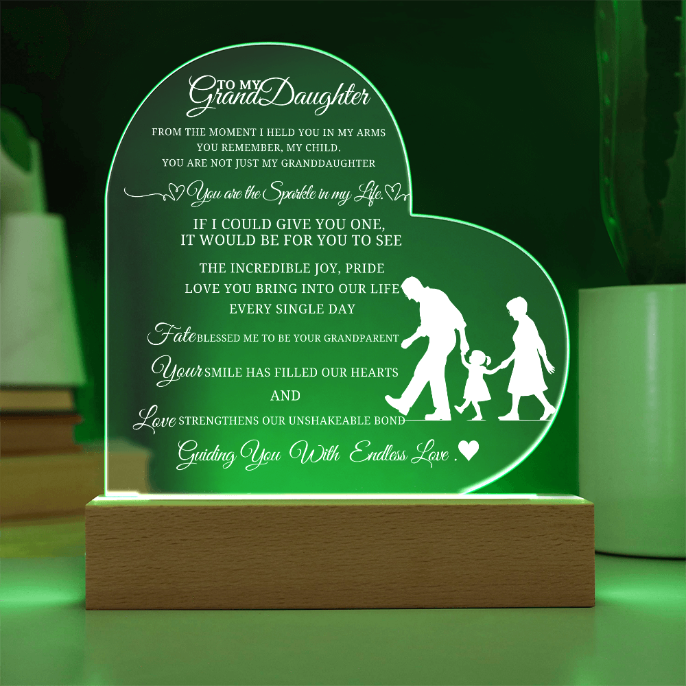 Best Gift For Granddaughter . Acrylic Heart Plaque With Led Light Base