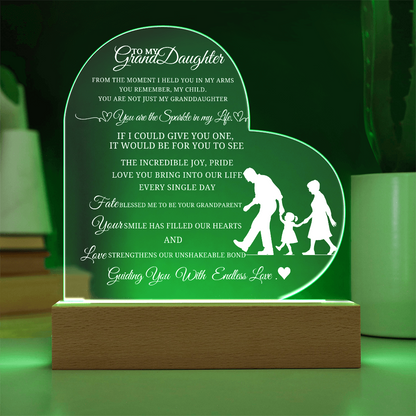 Best Gift For Granddaughter . Acrylic Heart Plaque With Led Light Base