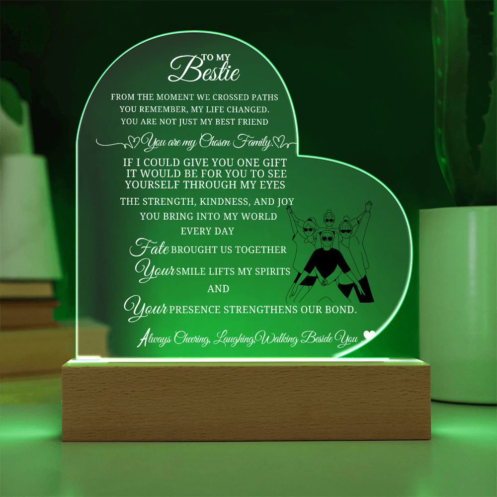 Best Gift For Bestie . Acrylic Heart Plaque With Led Light Base