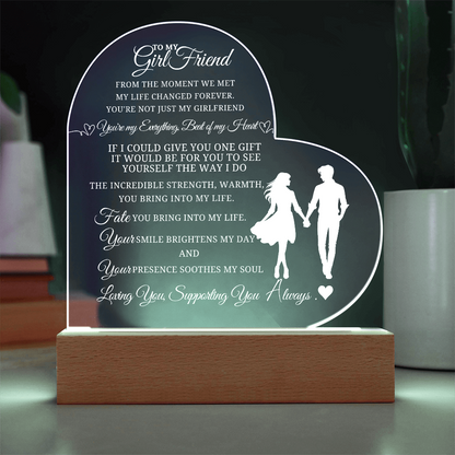 Best Gift For Girlfriend . Acrylic Heart Plaque With Led Light Base