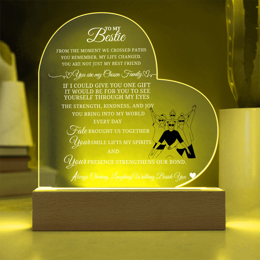 Best Gift For Bestie . Acrylic Heart Plaque With Led Light Base