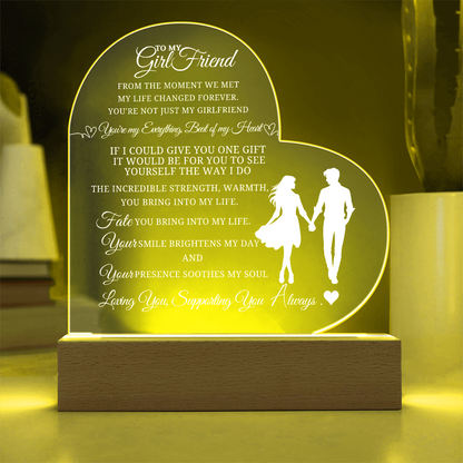 Best Gift For Girlfriend . Acrylic Heart Plaque With Led Light Base