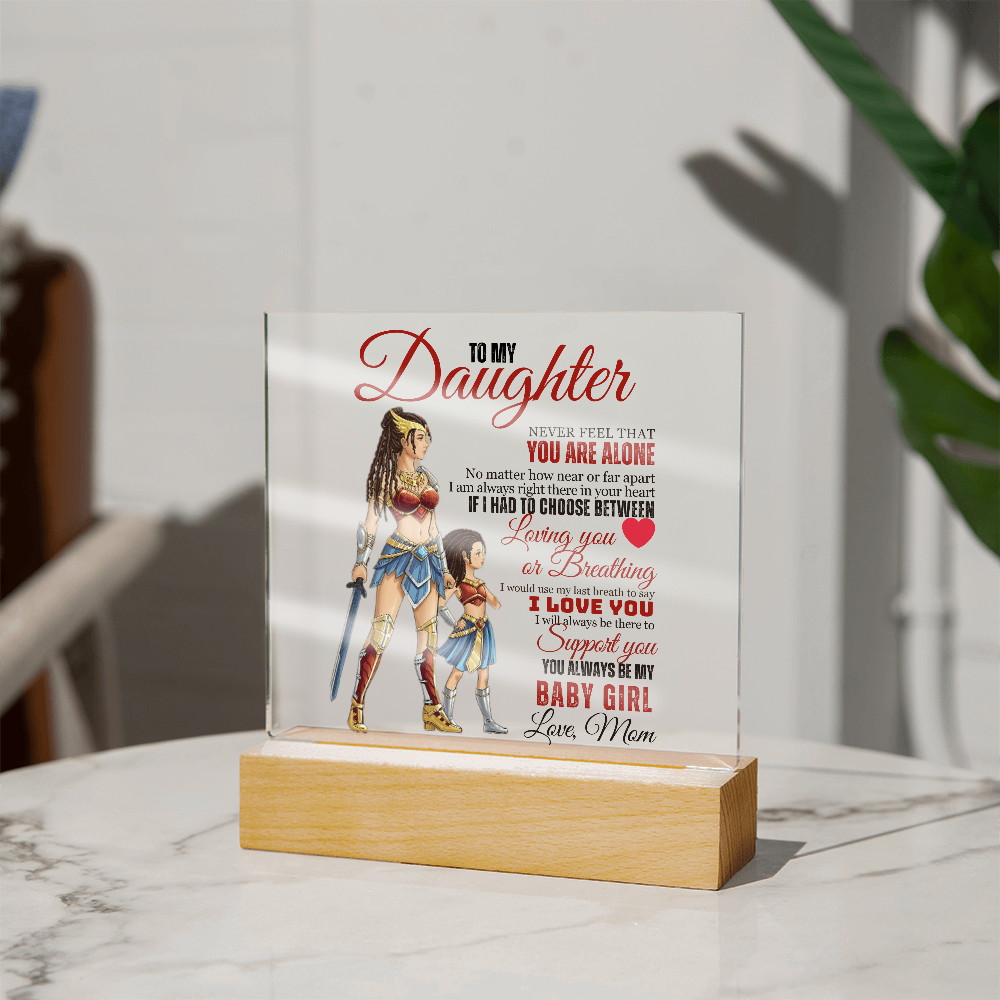 Best Gift For Daughter . Acrylic Square Plaque With Led Light Base