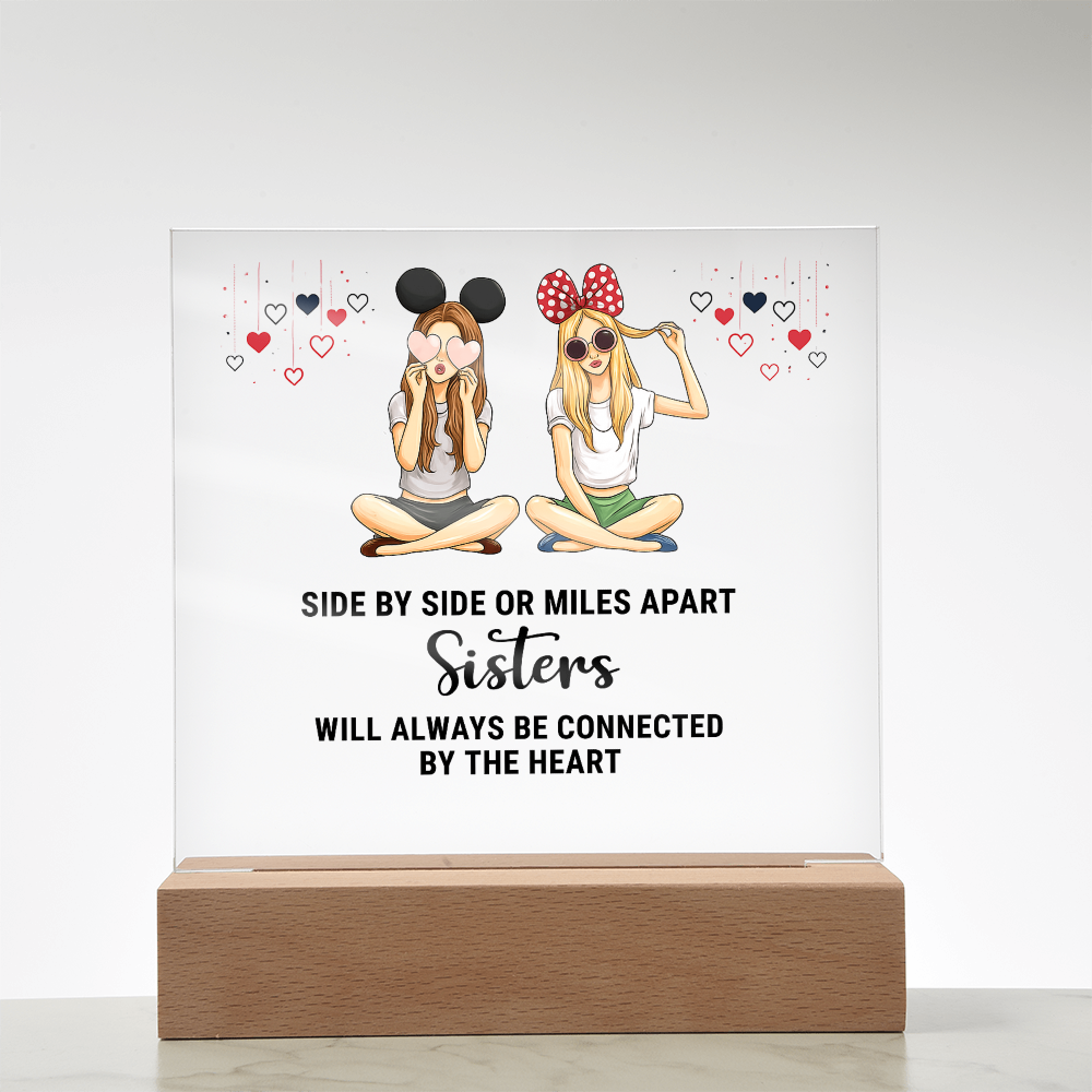 Best Gift For Sister . Acrylic Square Plaque With Led Light Base