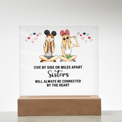 Best Gift For Sister . Acrylic Square Plaque With Led Light Base
