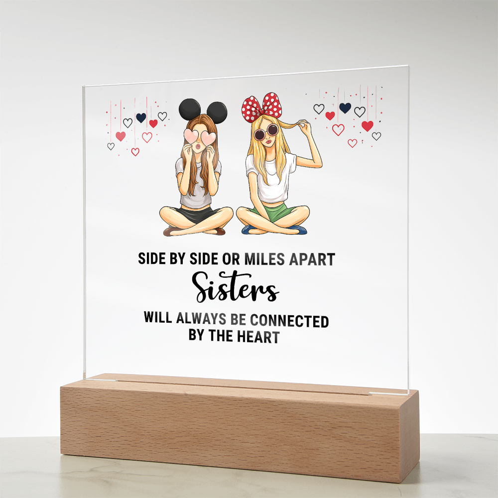 Best Gift For Sister . Acrylic Square Plaque With Led Light Base