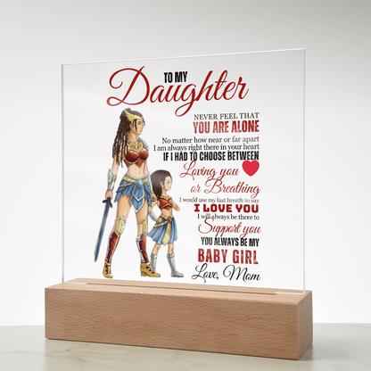 Best Gift For Daughter . Acrylic Square Plaque With Led Light Base