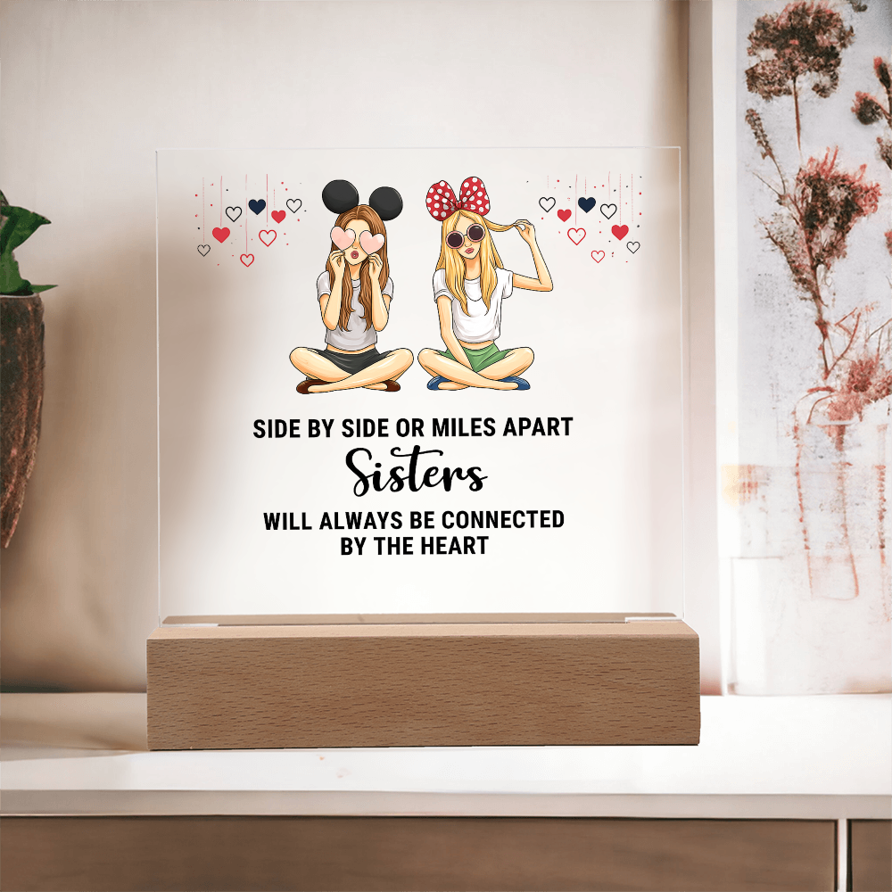 Best Gift For Sister . Acrylic Square Plaque With Led Light Base