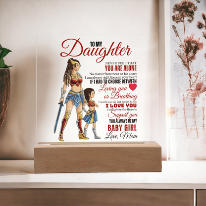Best Gift For Daughter . Acrylic Square Plaque With Led Light Base