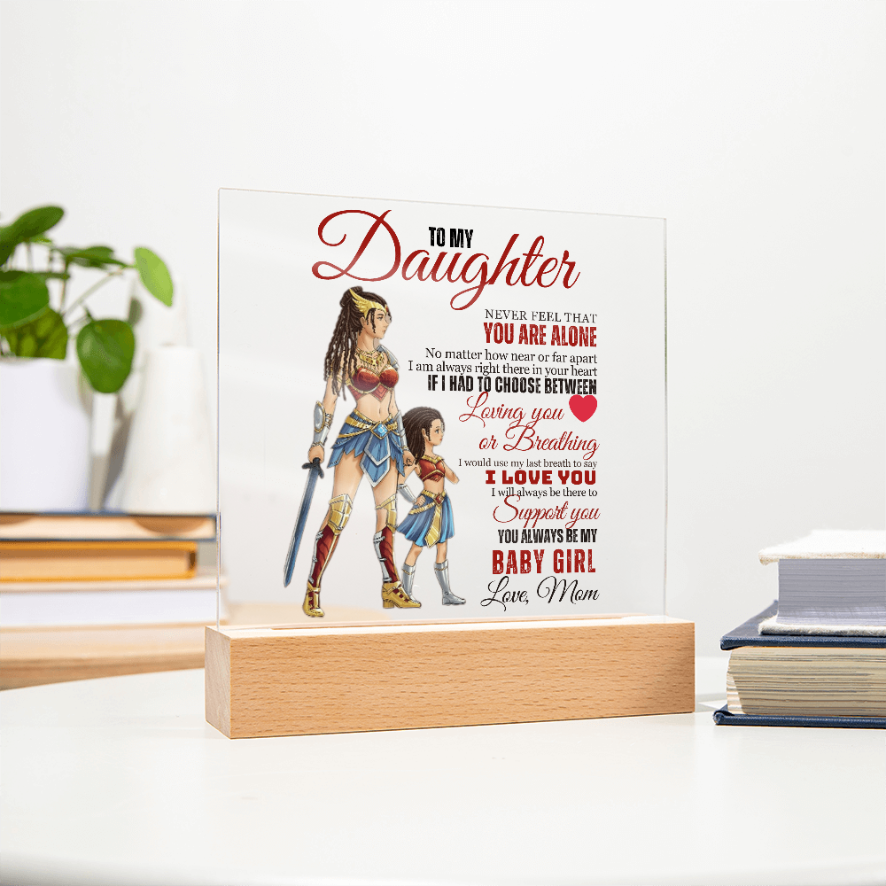 Best Gift For Daughter . Acrylic Square Plaque With Led Light Base