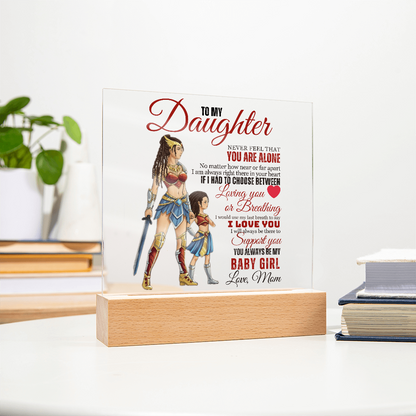 Best Gift For Daughter . Acrylic Square Plaque With Led Light Base