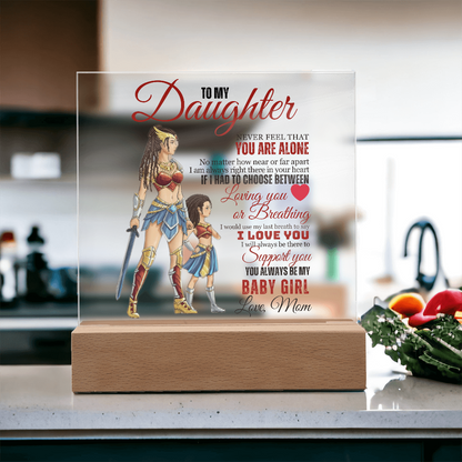 Best Gift For Daughter . Acrylic Square Plaque With Led Light Base