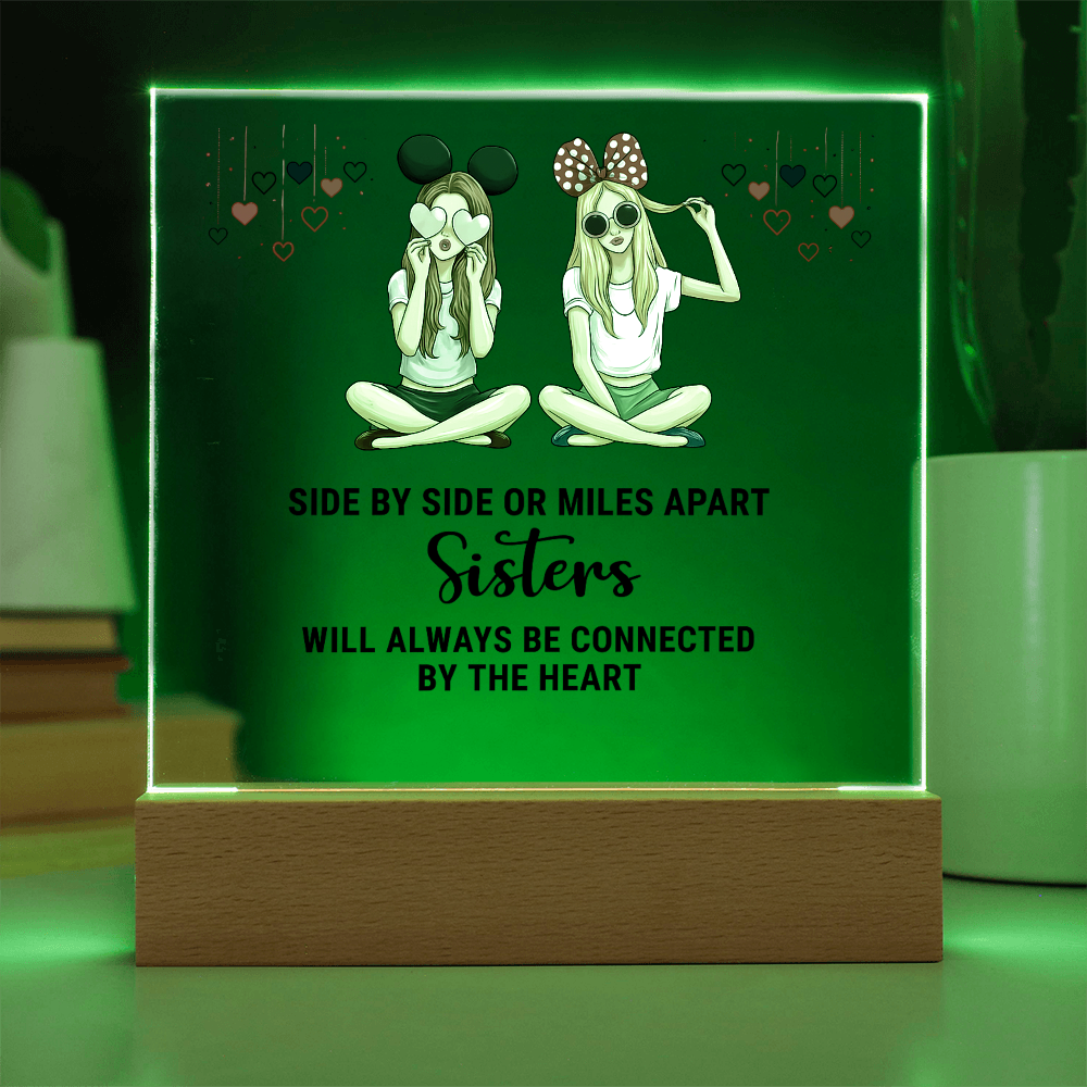 Best Gift For Sister . Acrylic Square Plaque With Led Light Base