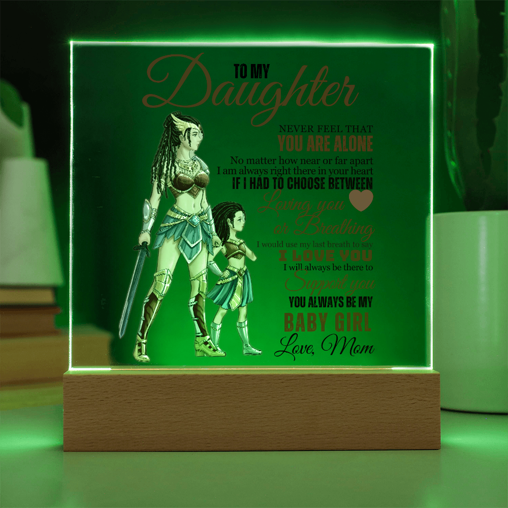 Best Gift For Daughter . Acrylic Square Plaque With Led Light Base