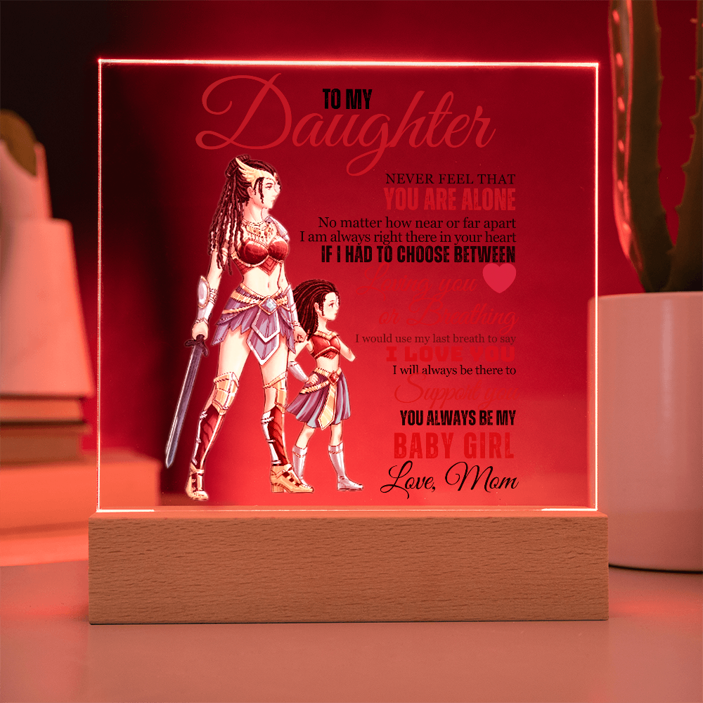 Best Gift For Daughter . Acrylic Square Plaque With Led Light Base