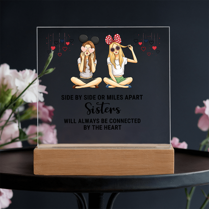 Best Gift For Sister . Acrylic Square Plaque With Led Light Base