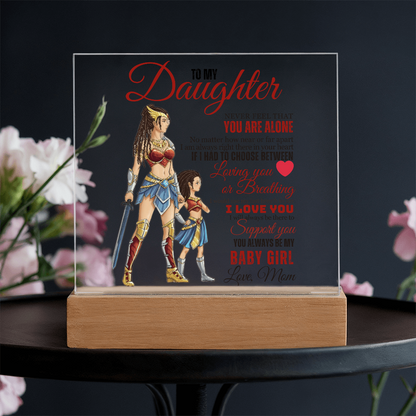 Best Gift For Daughter . Acrylic Square Plaque With Led Light Base